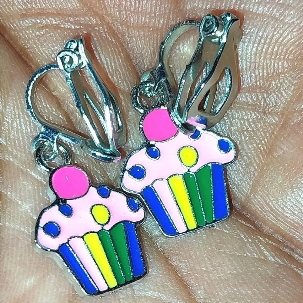 Beautiful cupcake  fashion clip-on kids earrings